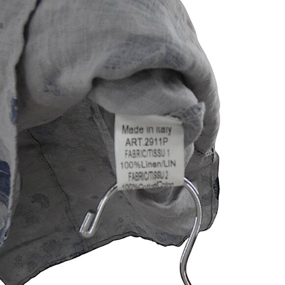 NWT Puro Lino Floral Gray Linen Top Plus Size 1X Coastal Chic Naturalcore Italy - Picture 10 of 11